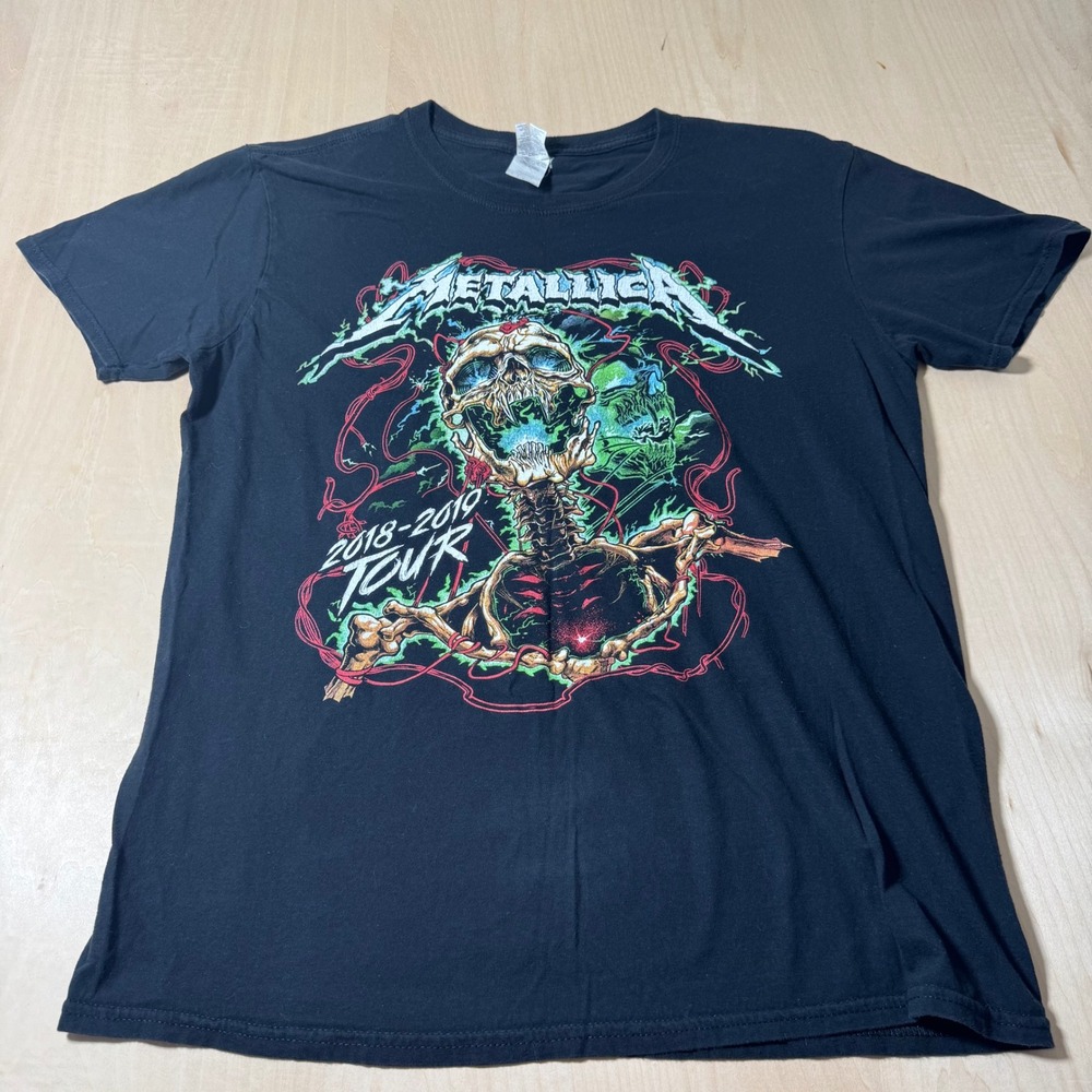 Metallica 2018-2019 Tour T-Shirt Black Skeleton Graphic Band‎ Tee Mens Large